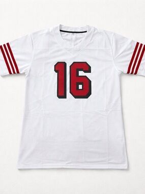 Men’s Athletic White T-Shirt with Red Number 16 Montana Size S